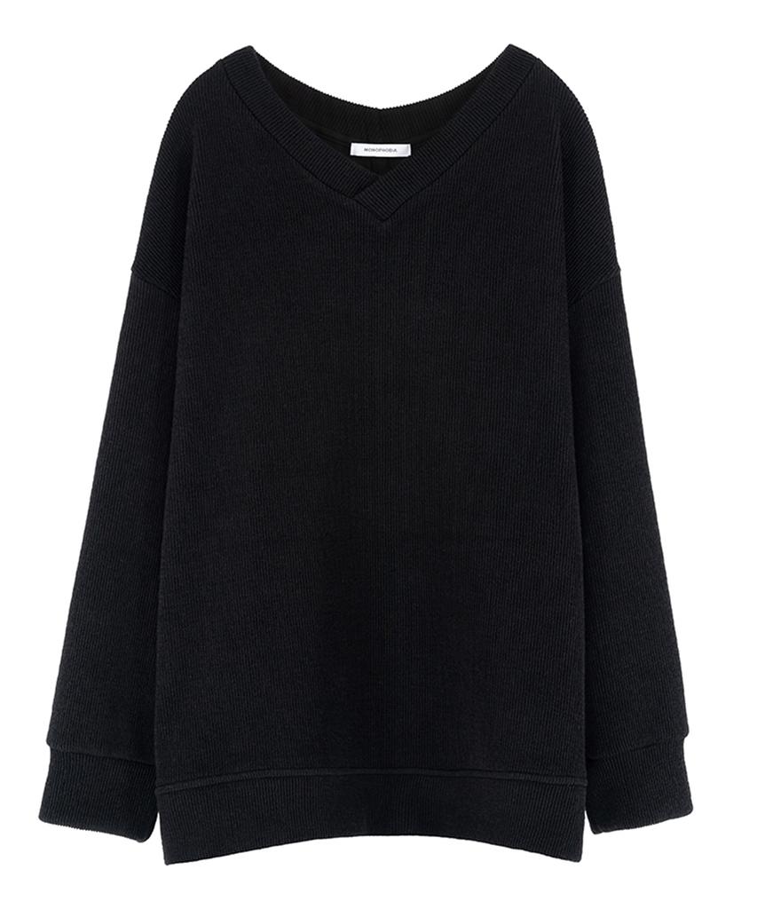 MONOPHOBIA V Neck Oversized Sweater Black