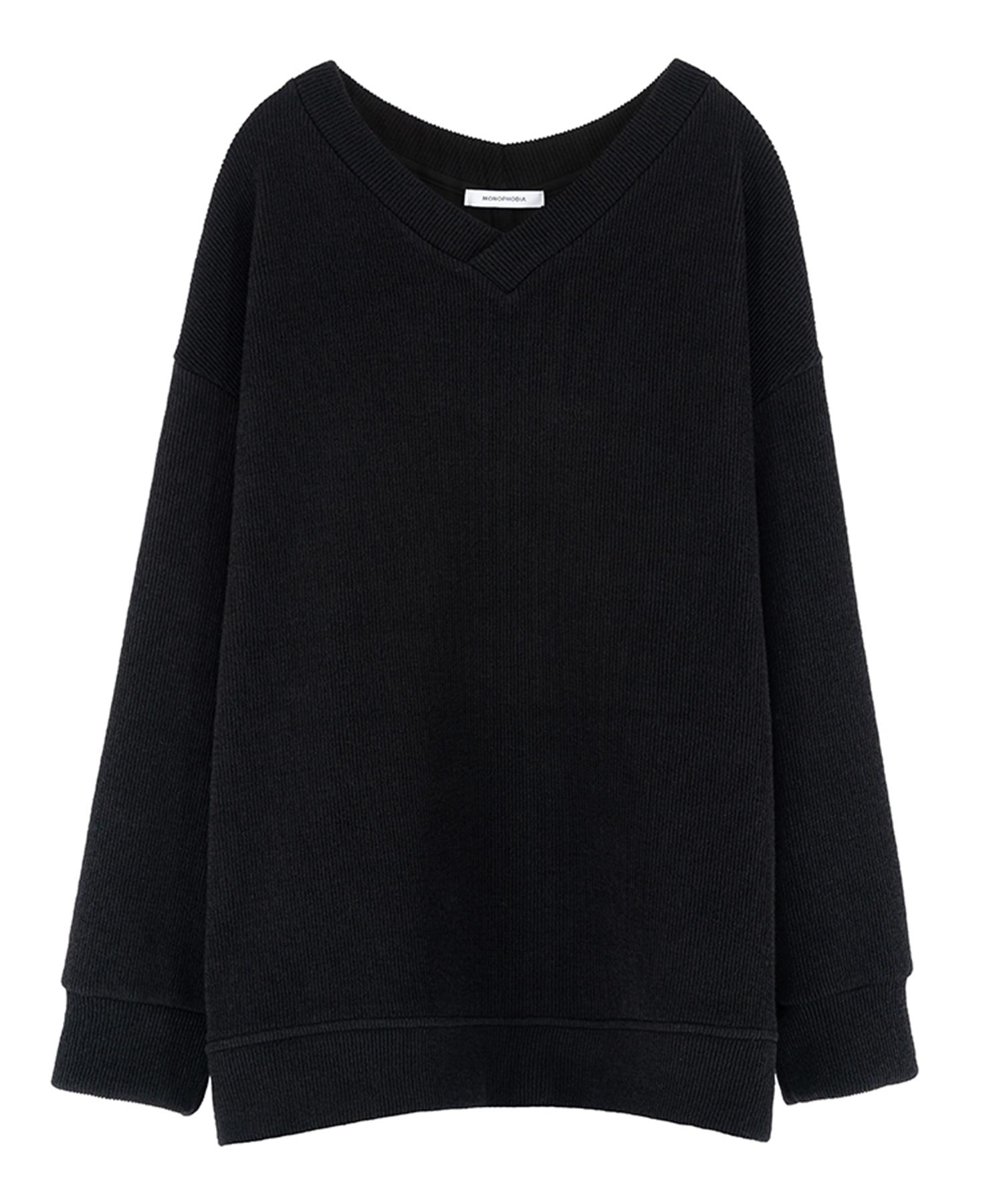 Monophobia V Neck Oversized Sweater Black Black