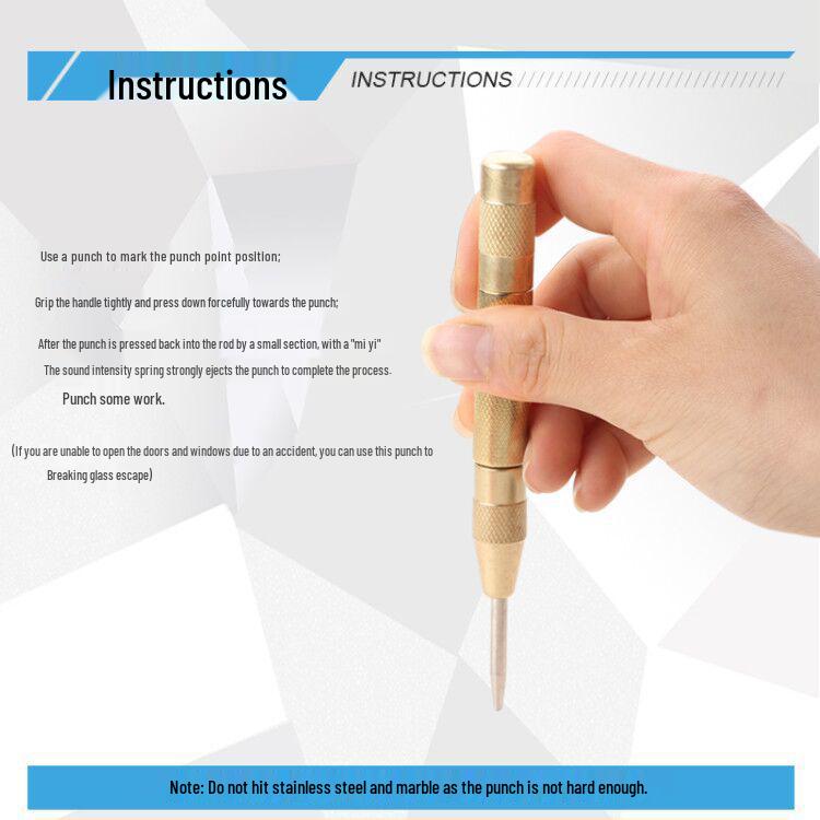 High-Durability Semi-Automatic Center Punch with Cap and Spring-Loaded Positioner