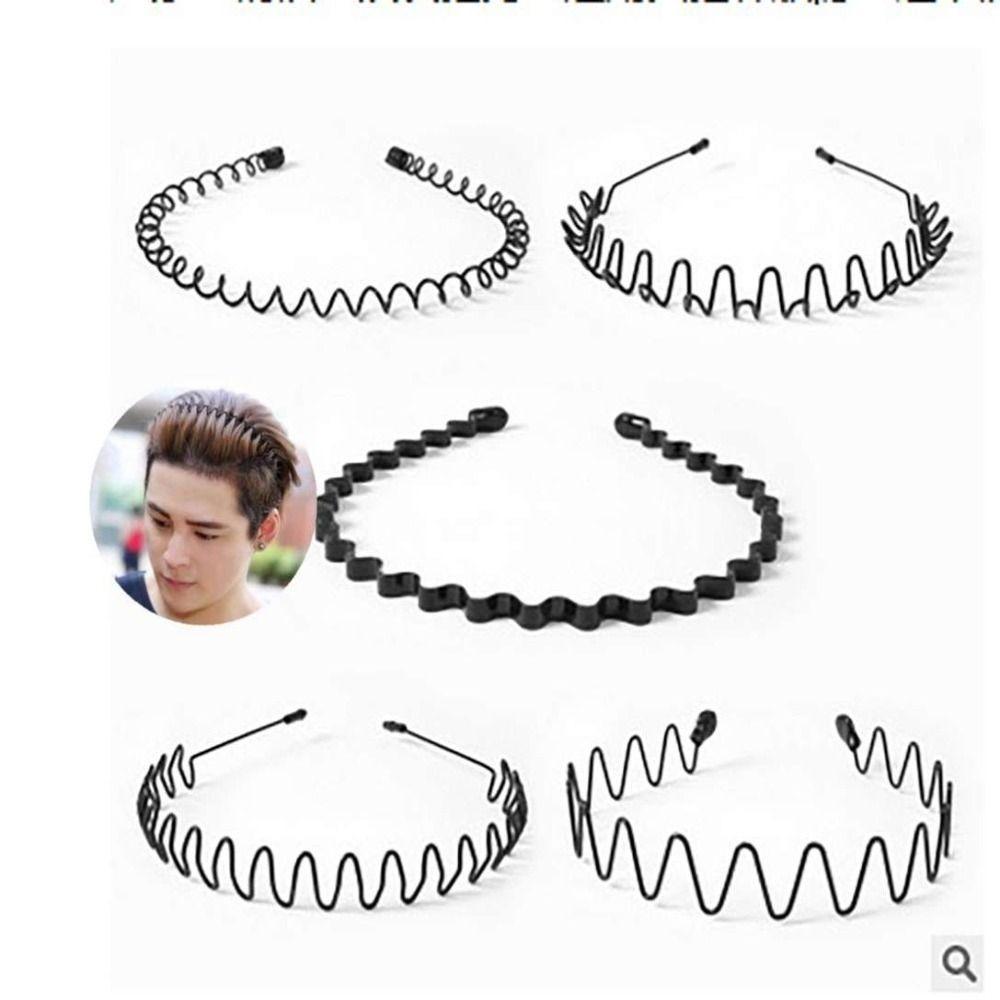 Alice Style Hair Styling Tool Sports Metal Hairband Wavy Headband Casual Headwear Black Head Hoop