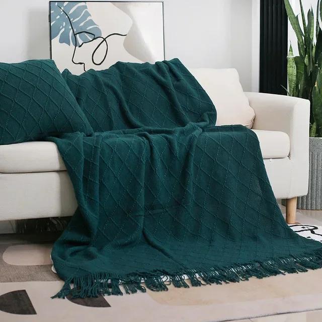 Nordische gestrickte TV-Decken Bettende Dekor Drop Shipping Schal Sofadecke mit Quasten Schal Sofa Nachahmung Fleece Überwurfdecke