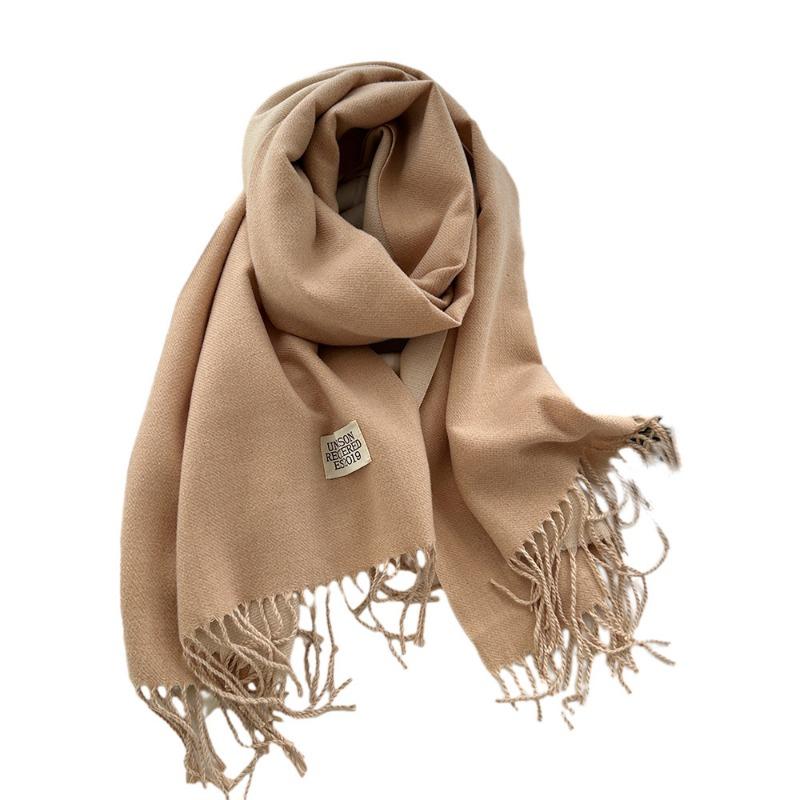 Solid Color Imitation Cashmere Scarf Women's Winter Thickened Double-sided Warm Scarf Cold-proof Outer Long Shawl