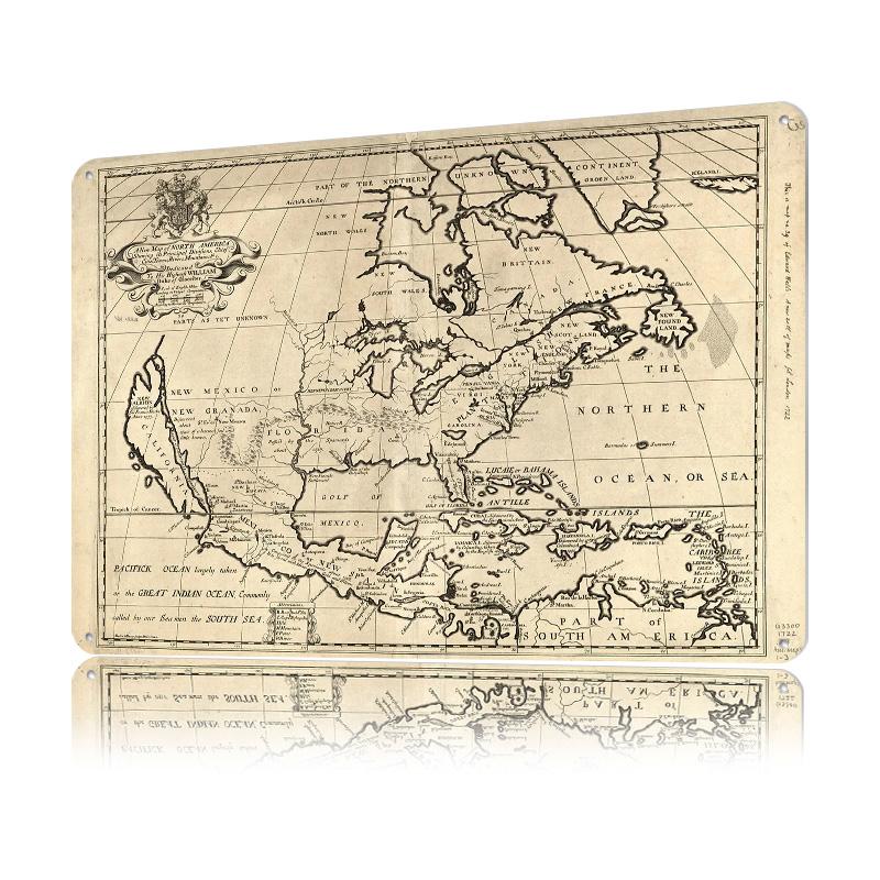 North America Map () Tinplate Poster Customized Wall Art Retro Vintage Metal Signs for Fans Decoration Home Decor Items Room