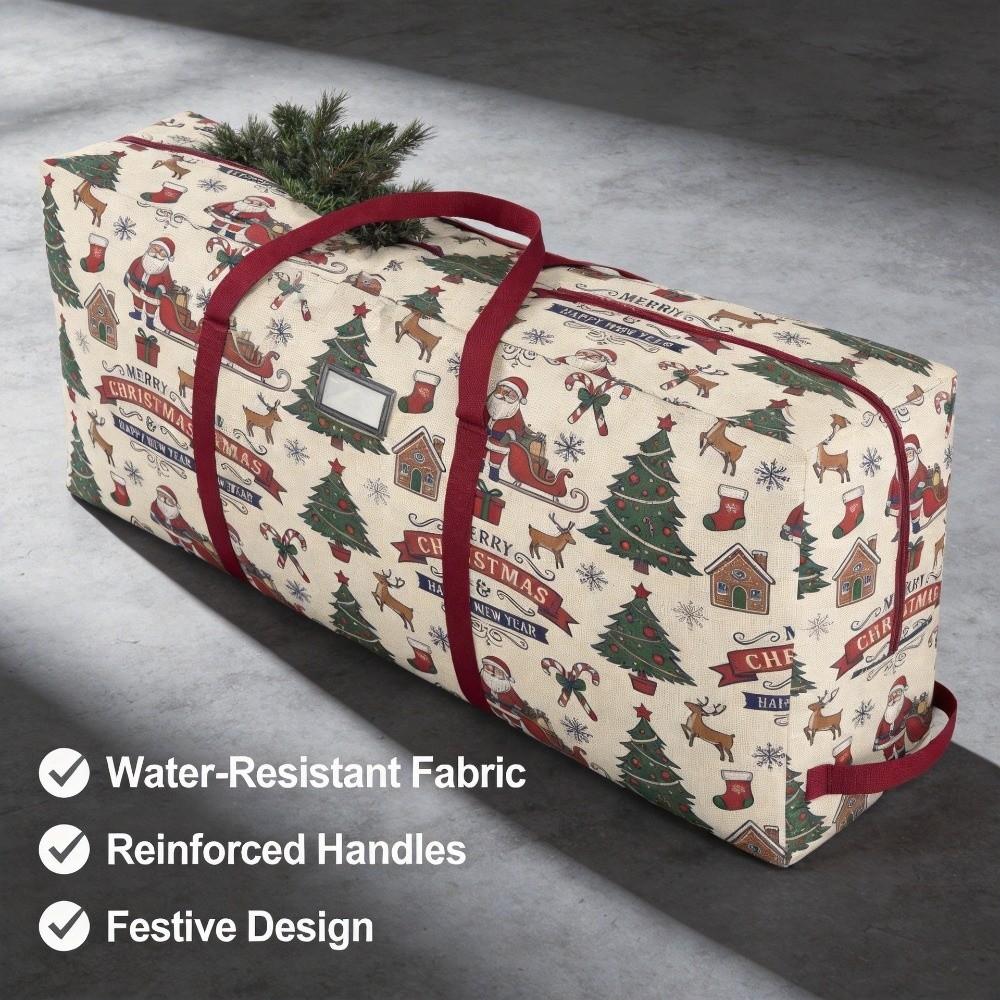 Oxford Cloth Christmas Organizer Bag Cartoon Print Christmas Ornament Storage Bag Ornaments