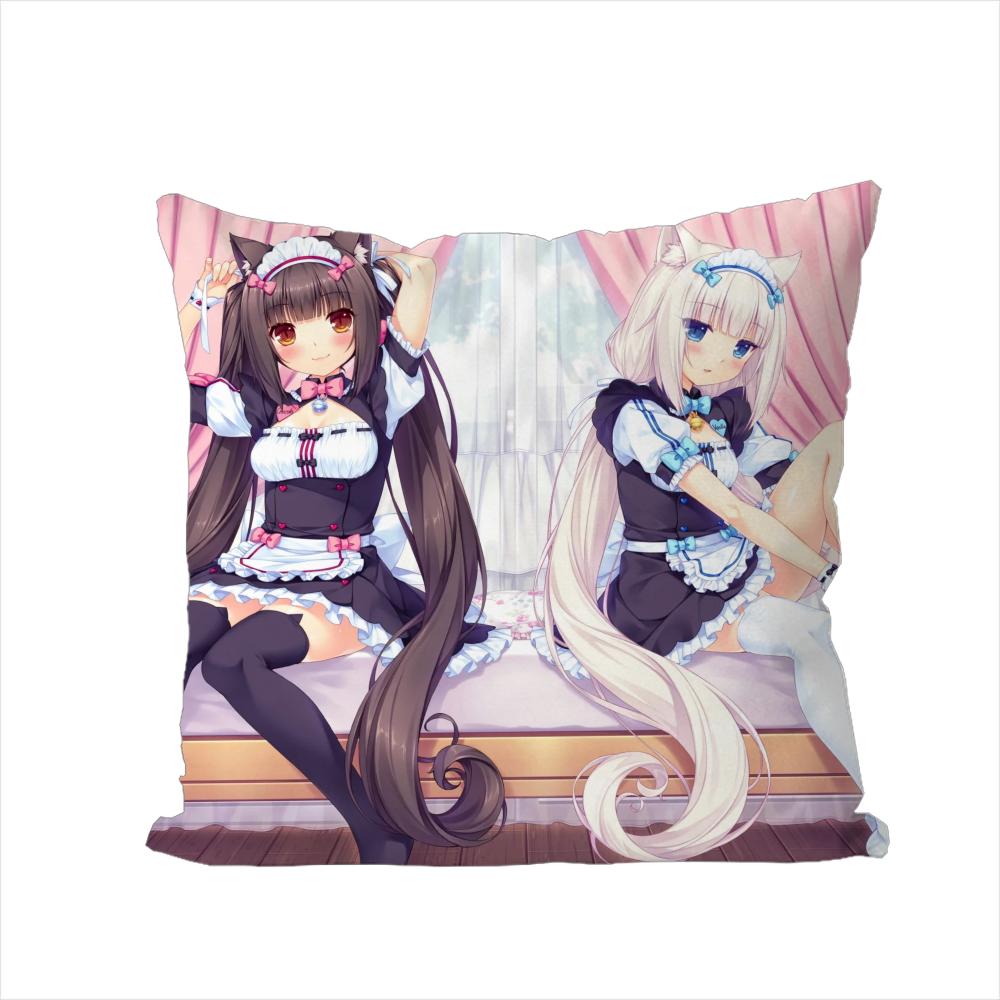 NekoPara Pillow Case For Car Sofa Decorative Home Doublesided Print Plush Square Throw Pillow Cushion Cover