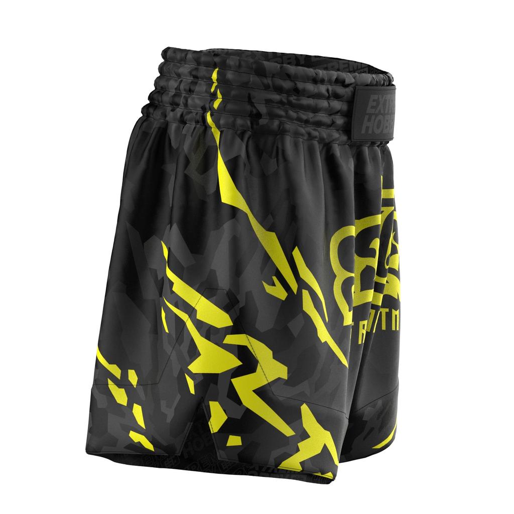 Extreme Hobby Black Panther Muay Thai Shorts Black and Yellow L