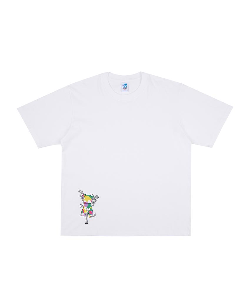DOUBLE JD Zipper Bear Short Sleeve Tee (White)