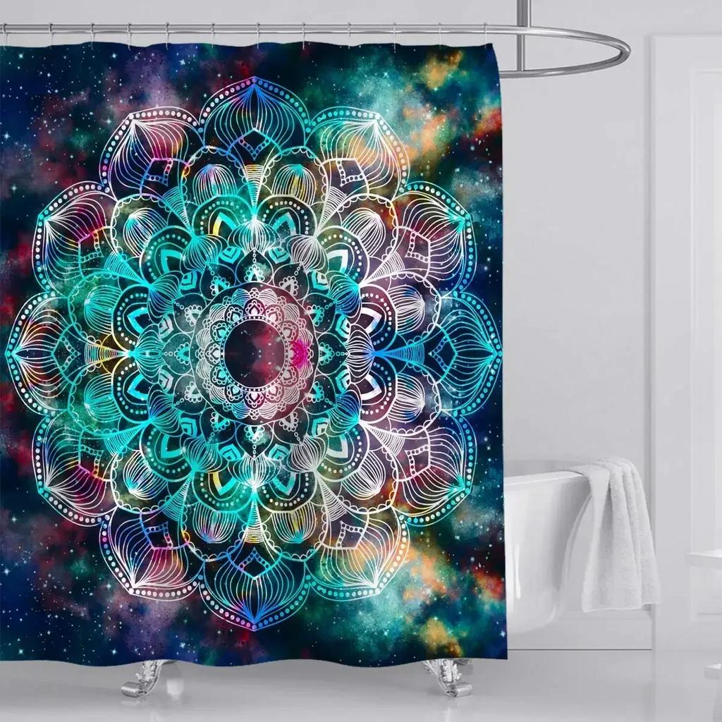 Shower Curtain Moon Star Black and White Waterproof Polyester Fabric Bathroom Curtains Home Decor Hooks