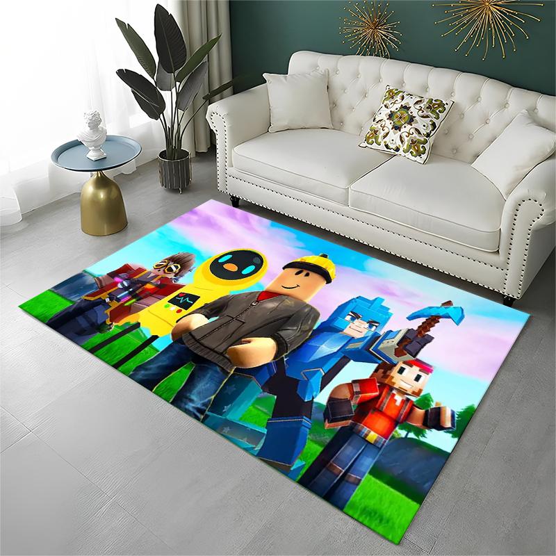 Tappeto Gioco Gamer R-Robloxs a Fumetti per Stanza dei Giochi, Camera da Letto, Soggiorno, Divano, Decorazione Casa, Tappeto per Area Bambini, Tappetino Antiscivolo