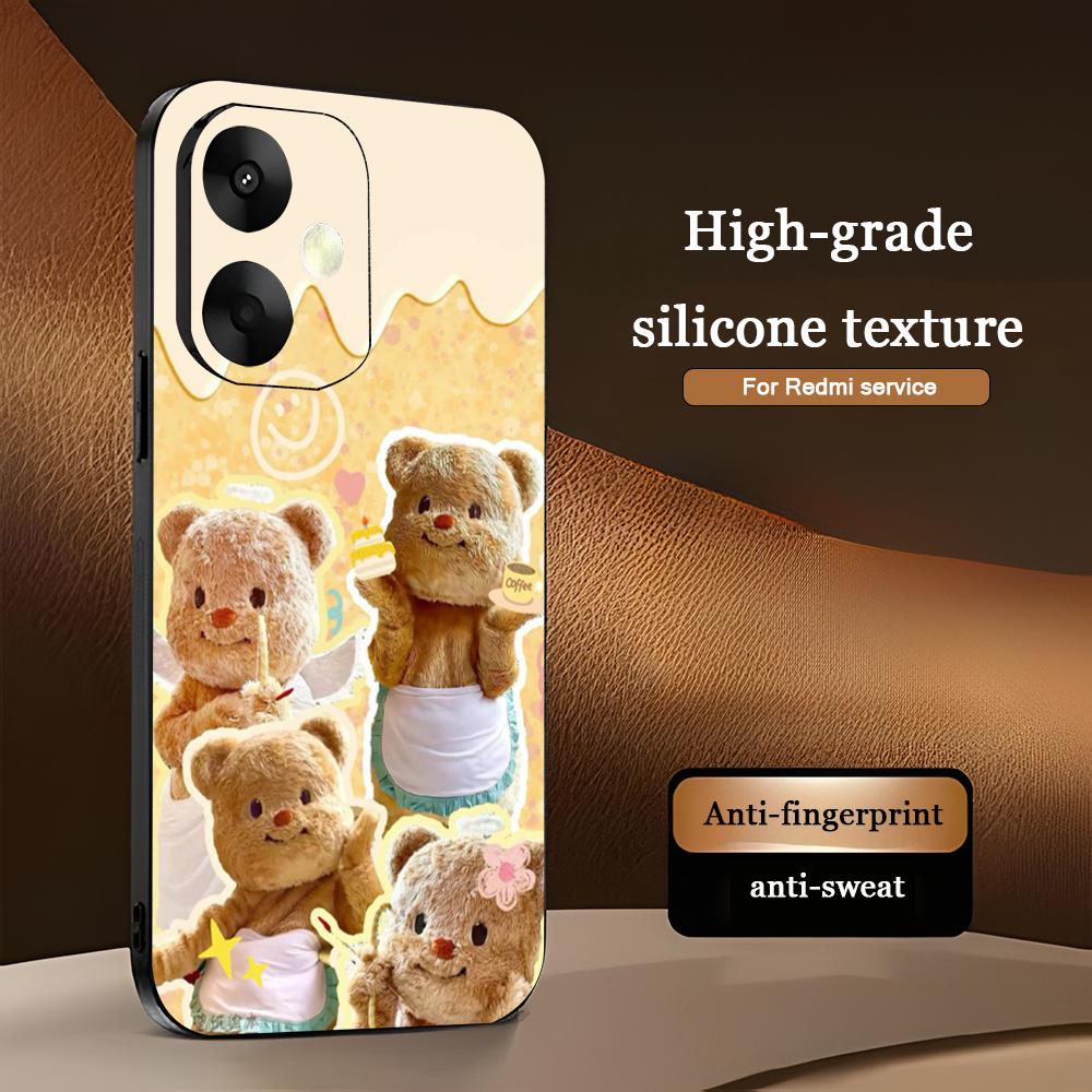 Brand B-Butter Bear Cartoon Phone Case For Xiaomi Redmi 14C 13C 12C Note14 13 12 11 10 Pro Plus S Soft Black Phone Cover
