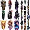 9pcs Temporary Tattoo Waterproof Long-lasting Body Stickers Space Explorer Warrior With Staff Hooded Figure For Arms Male