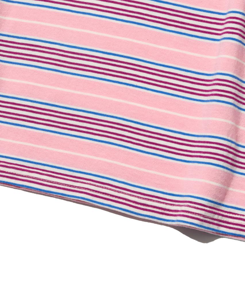 TAILOR STUDIO All Day Multi Stripe Short Sleeve T-Shirt (Pink)