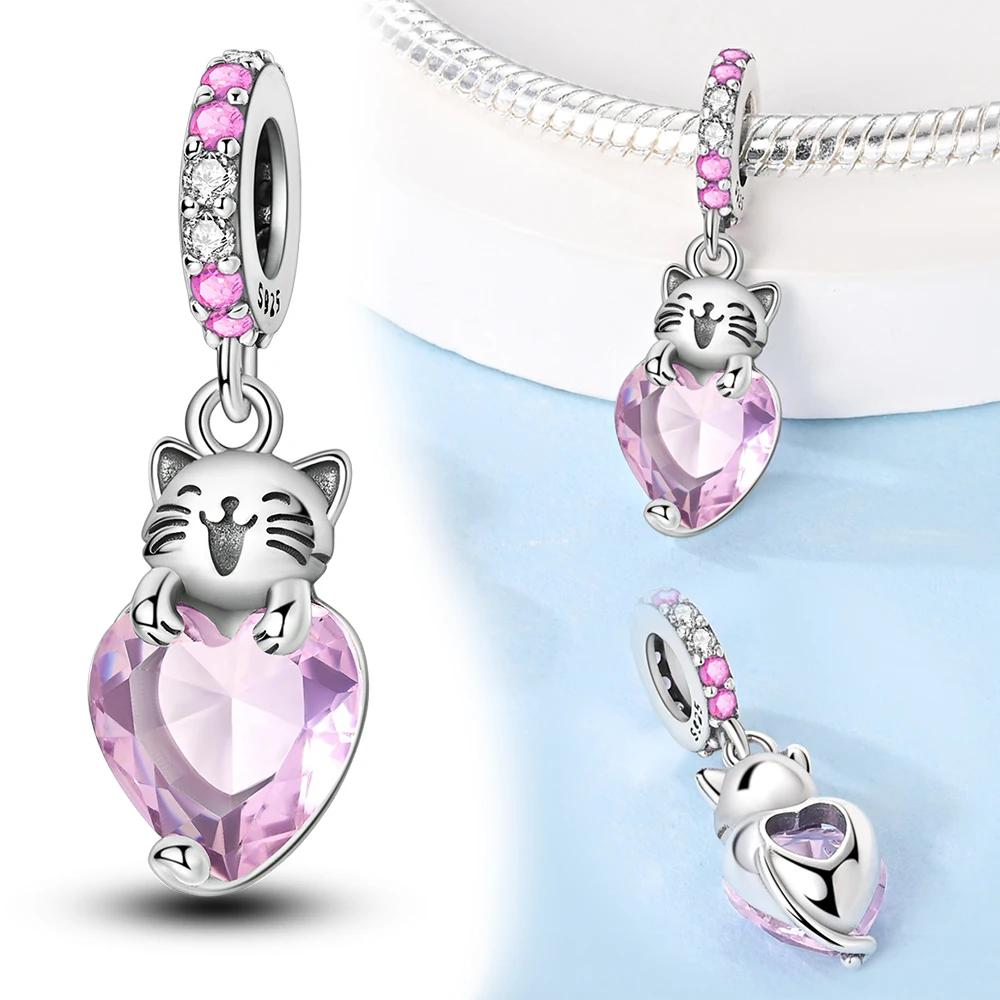 Copper Cute Animal Pet Series Cat Burger Love Fit Original Bracelet Women'S Charms For Jewelry Making Gifts