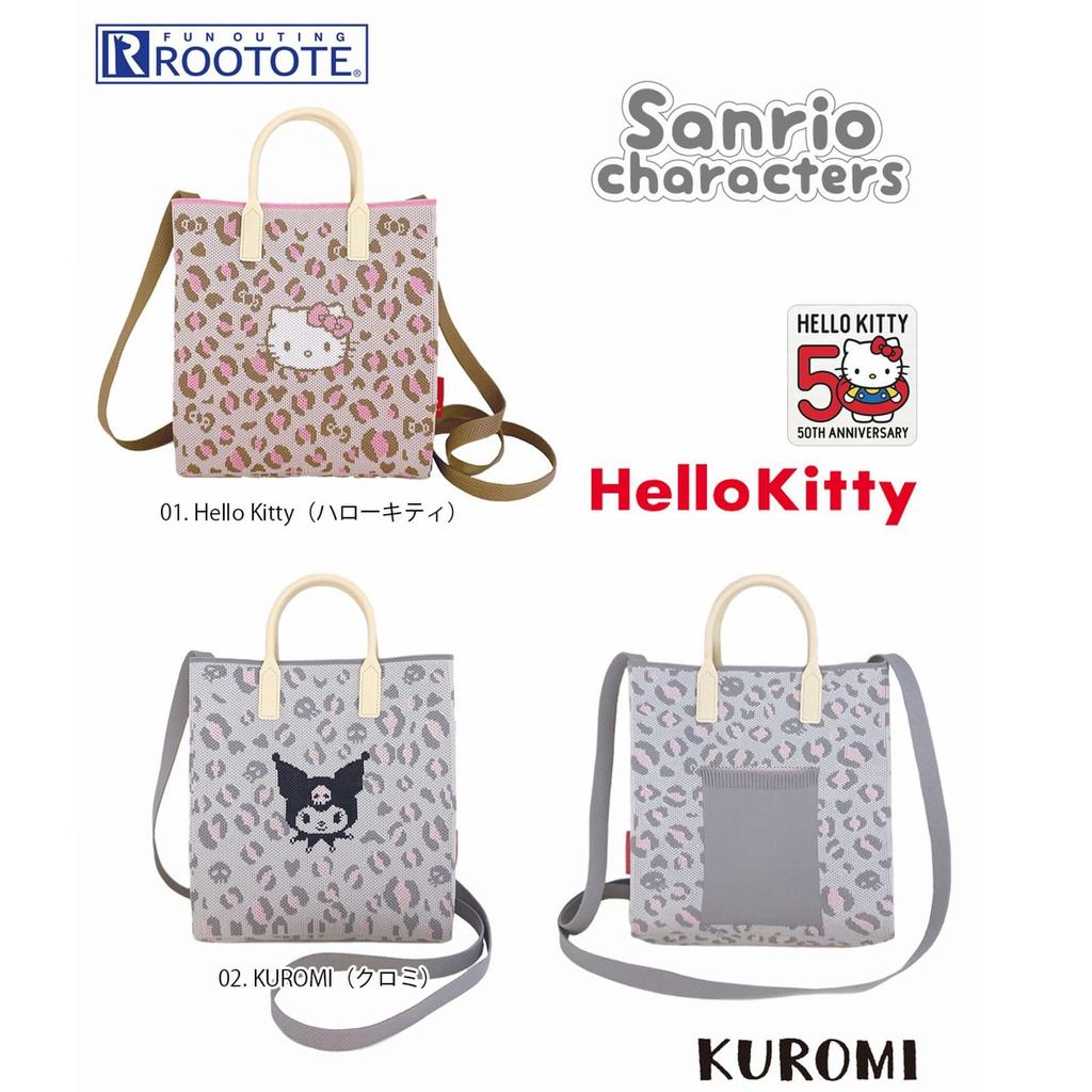 8379 Silicone Knit Cute Tote Bag Shoulder Bag for Women IP Square Silicone Handle [Rootote] 2-Way Sanrio-A (02 Kuromi)