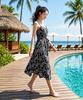 Helingbon Floral Pintuck Strap Sleeveless Long Dress Hj202