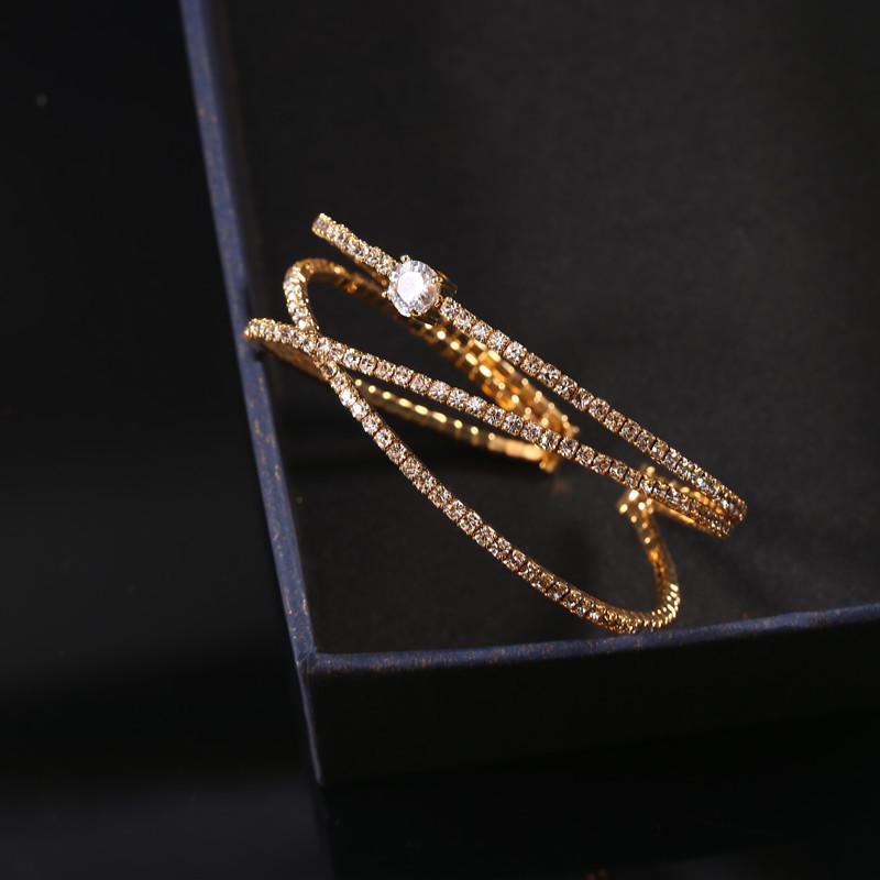 Simple Three-Dimensional Cross Opening Bracelet Full Diamond Bracelet Bracelet Bracelet Clip Diamond Rhinestone Crystal Bride Bracelet