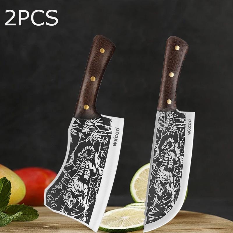 WXCOO Handmade Butcher Knife Multifunctional Kitchen Knife for Cutting Fruit Vegetable Bone Chopping Chef Knife Stainless Steel