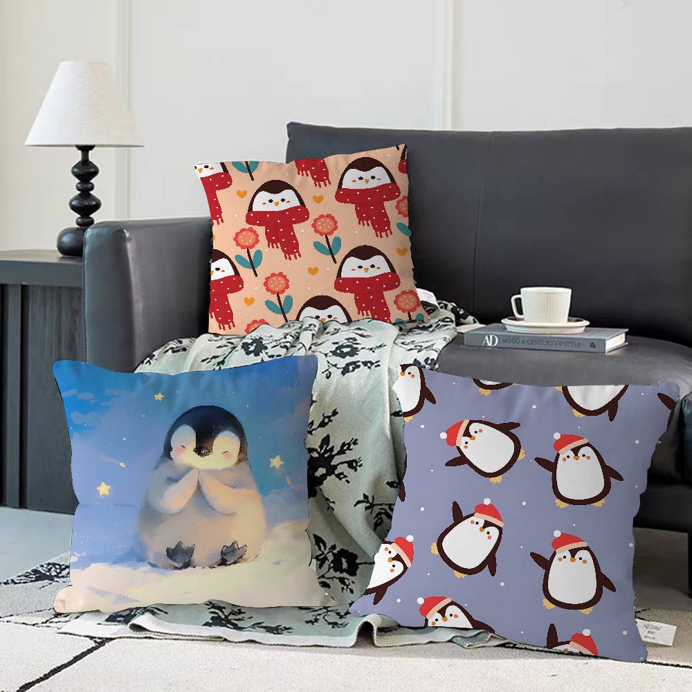 Cute Penguin Cushion Cover Car Throw Pillow Case For Sofa Car Christmas Gift 40x40cm 45x45cm