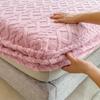 Flannel Sheets Fashion Solid Color Jacquard Comfortable Soft Elastic Bedspread Coral Fleece Fluffy Fitted Bed Sheets for Bed