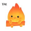 Cute Flame Night Light for Bedroom Cartoon Fake Campfire Light, Warm Glow Bedside Decorative Table Lamp Ornament, Portable Cozy Nursery And