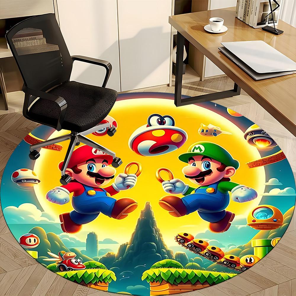 1pc Mario Luigi Office Round Area Rug, Indoor Mat Suitable For Office,Bedroom Living Room Home Decor, Room Deco a0928192