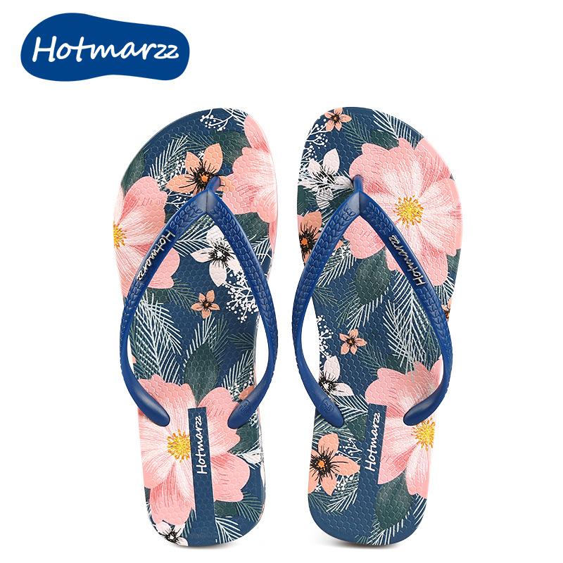 Women Printed Beach Slippers 2024 New Summer Fashion Anti Slip Sandals Flip Flops Outdoor Flat Bottomed Casual Shoes Lightweight
