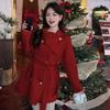 2025 Autumn/Winter Women's Korean Woolen Coat - Mid-Length Turtleneck Tie-Up Jacket, Black