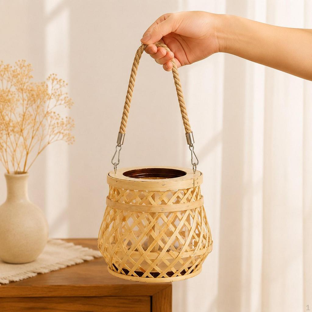Decorative Handwoven Candle Holder Modern for Wedding Kitchen Indoor Outdoor A
