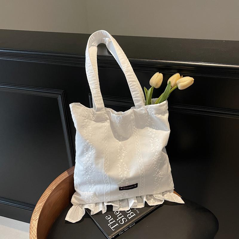 Korean version of summer small fresh canvas bag women's bag 2025 new large-capacity niche fashion floral cloth shoulder bag