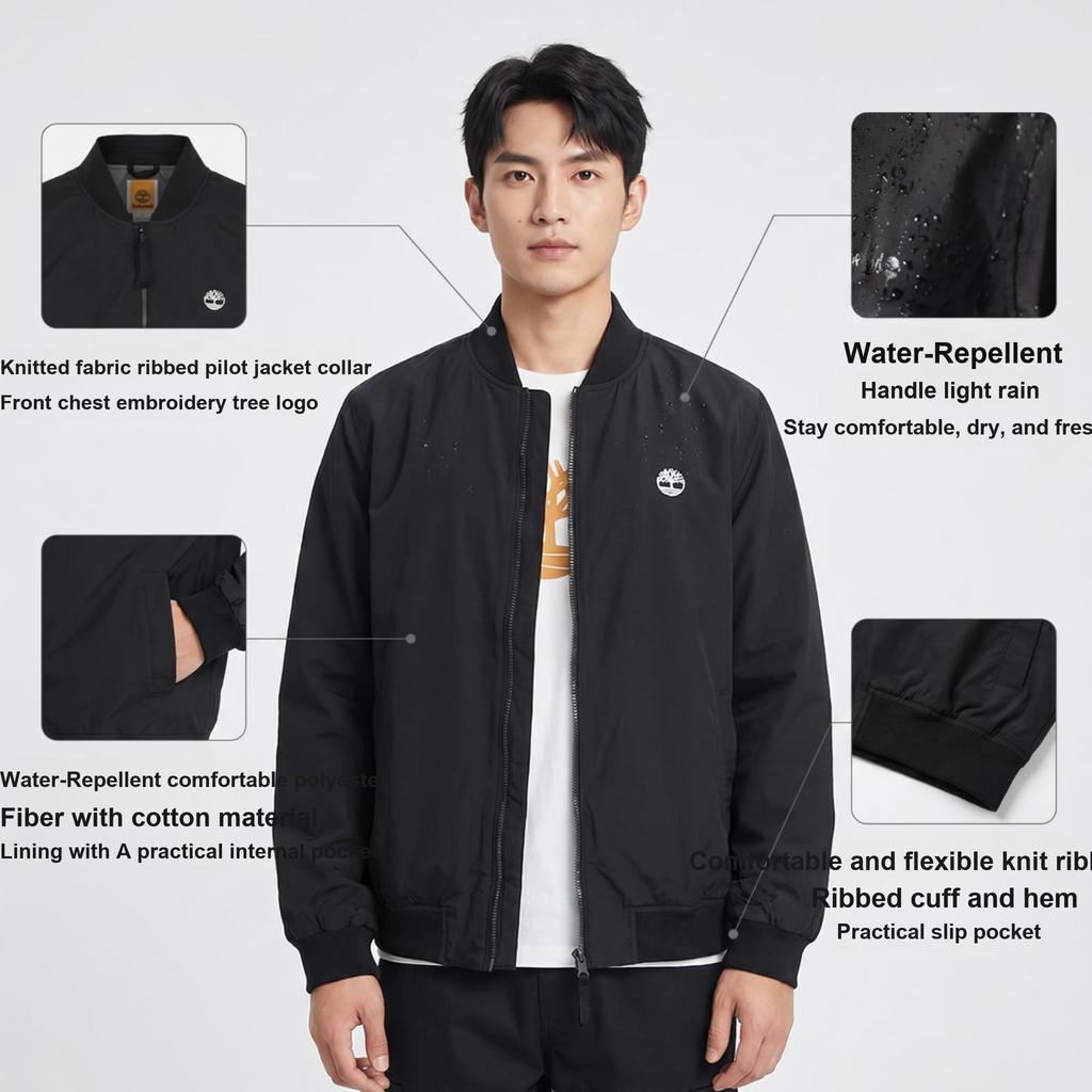 Timberland Urban Outdoor FW24 Comfortable Casual Zip Long Sleeve Jacket Men Jackets Black A5M9T-001