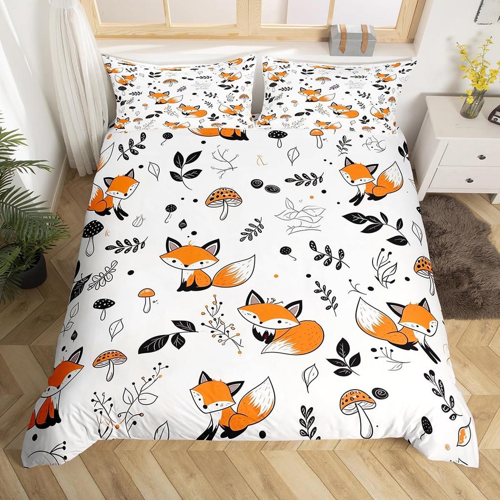 Feelyou Peacock Duvet Cover Twin Size Kids Peacock Feathers Design Floral Comforter Cover Set for Boys Girls Teens Animal Theme Bedding Set
