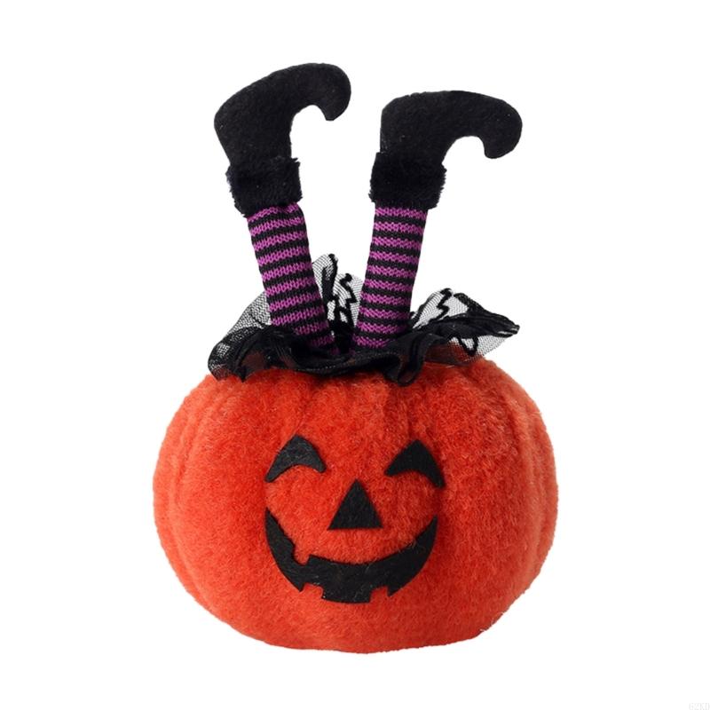 62KD Halloween Witches Legs Pumpkin Plush Figurine Festival Home Desktop Decors Gift