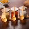 Condiment Container Bamboo Glass Durable Sturdy for Sugar And Salt