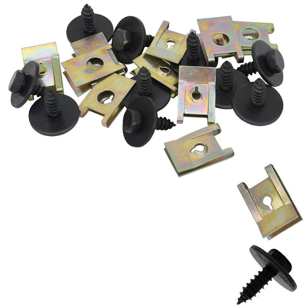 40pcs Universal Engine Shield Cross Screws U-Nut Clip Metal Nut Screw Fastener Screw Washers