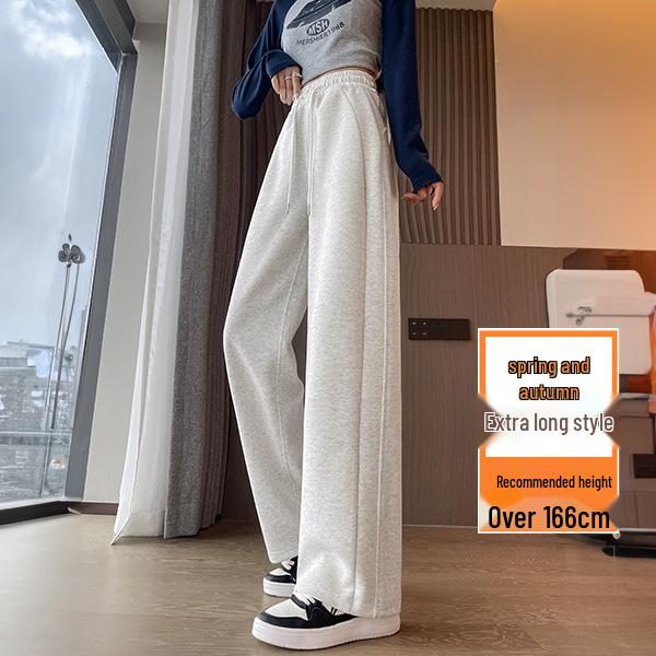 Women's Petite Velvet-Lined Wide-Leg Sweatpants, Straight-Leg Style, Height-Enhancing, 2025 Autumn/Winter Collection.