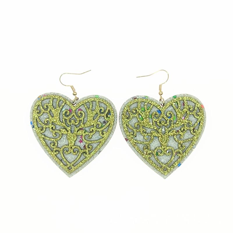 European & American Christmas Wooden Double-Layer Glue Leather Earrings with Hollow Design