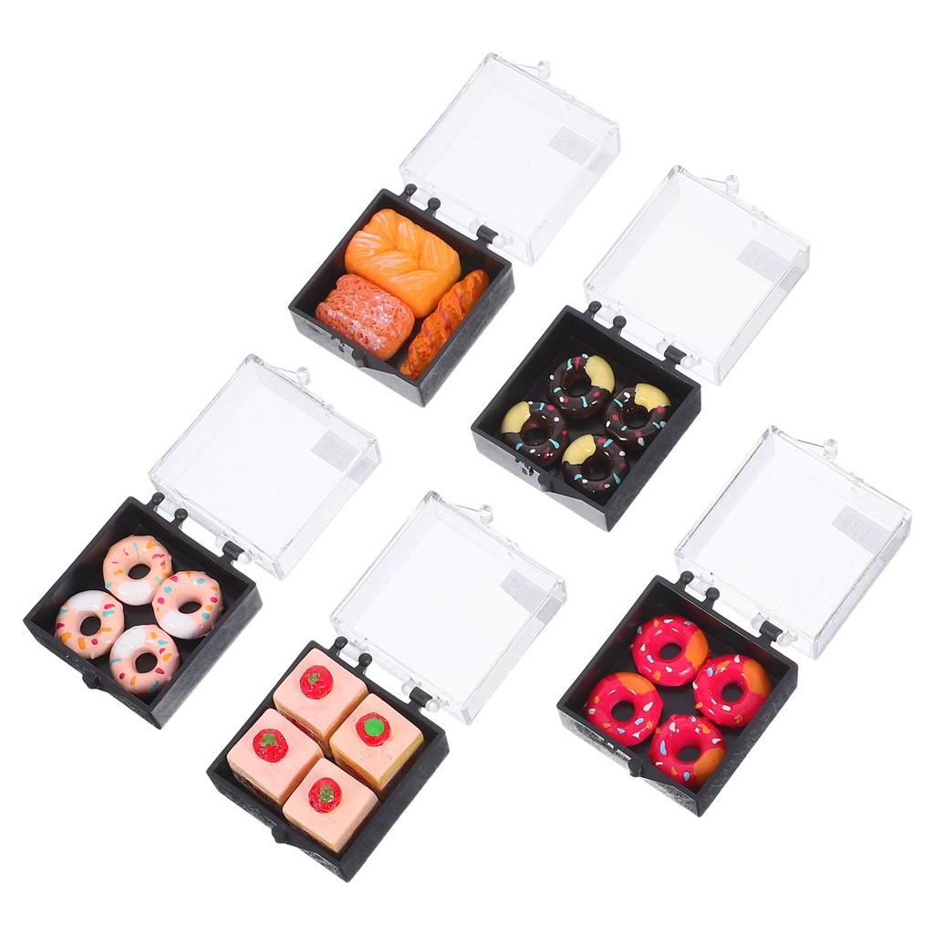 FRCOLOR Miniature Dollhouse Pretend Interior Photography Accessories Cakes, Cakes, 5-Piece Set, Sweets, Miniature, Play, Resin, Decor,