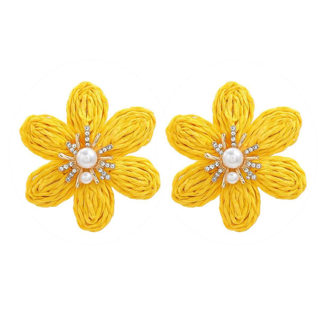 Spring Floral Raffia Earrings – European & American Style for Ladies' Parties