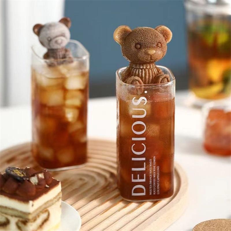 Bear Silicone Ice Cube Mold Food Grade Odourless Cartoon Whiskey Wine Drink Coffee Ice Cream Mould Kitchen Tool