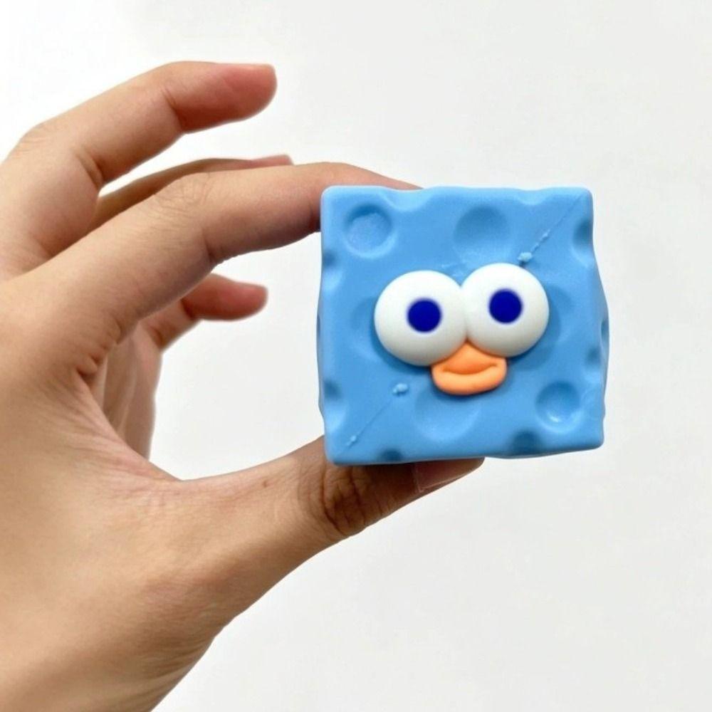 Crunchy Cheese Squeezed Cube Sausage Mouth Soap Fidget Toy Cheese Stress Ball Office Desk Toy