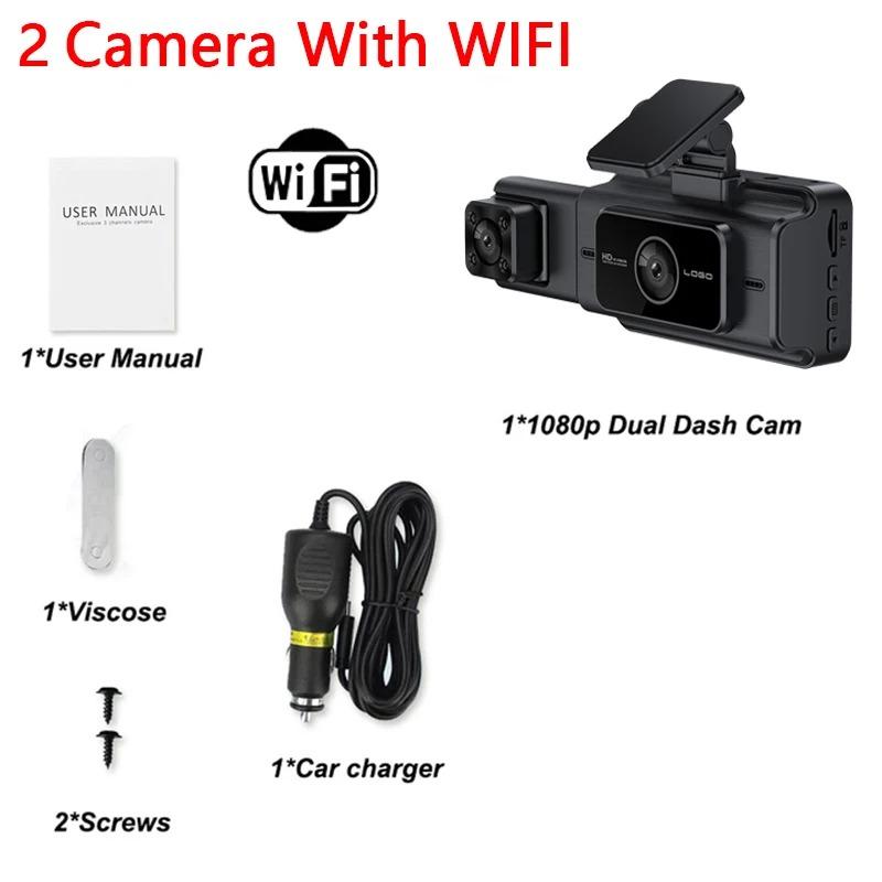 

3-канальний WiFi Dash Cam для автомобілів Камера Black Box 1080P Відеореєстратор Камера заднього виду для автомобіля Автомобільний відеореєстратор Автомобільні аксесуари 2 Lens camera