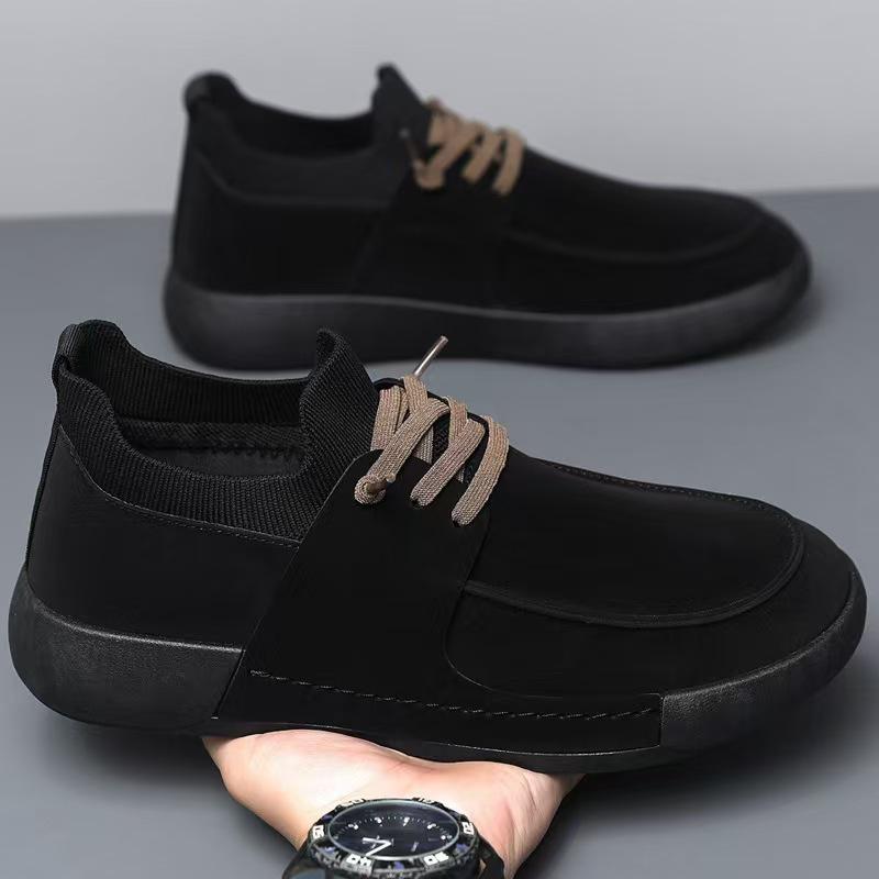 

Мужская обувь весна и осень новая повседневная обувь мужская универсальная дышащая обувь на доске мягкая подошва удобные лоферы на одной педали 39 чёрный