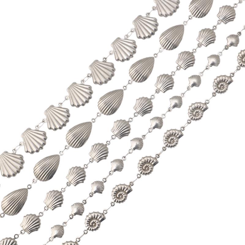 Stainless Steel Seashell Snail Hollow Chain for DIY Jewelry Necklace and Bracelet Making