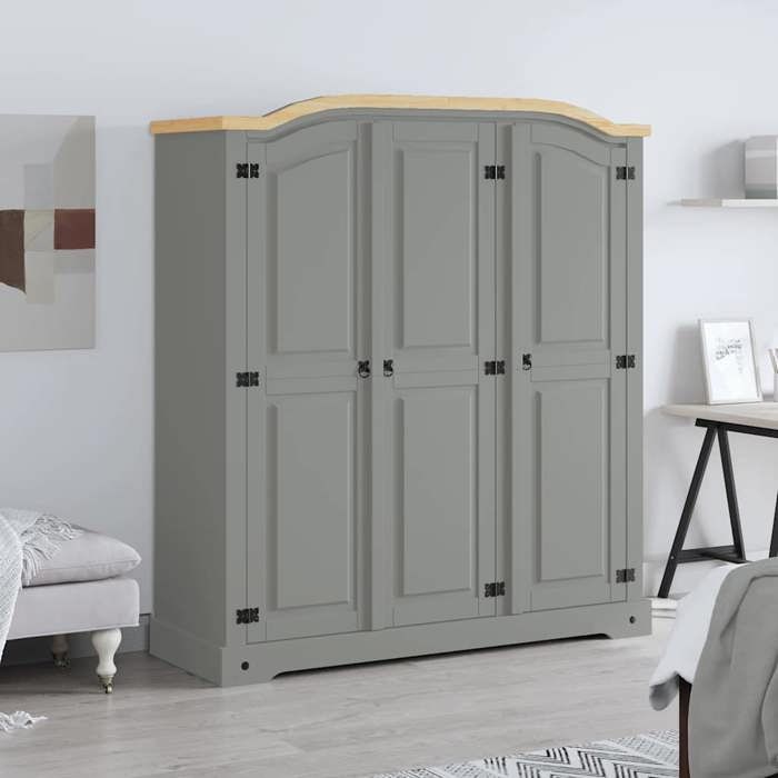 VidaXL Wardrobe with 3 Doors Corona Range Mexican Pine Grey 282621