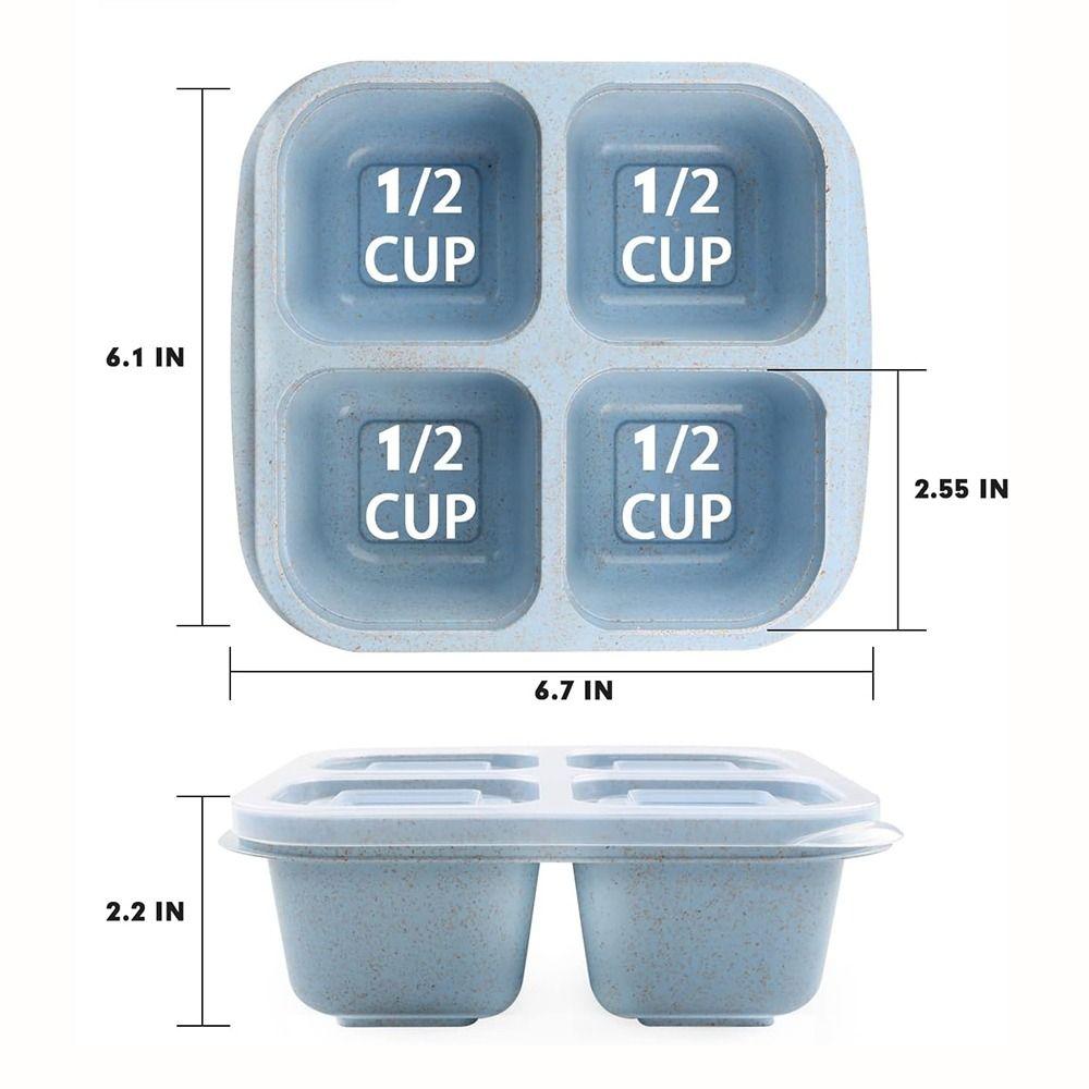 4Pcs/Set Stackable Snack Containers 4 Compartments Divided Snack Box  Food Storage