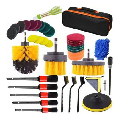 Car Cleaning Tool Kit with Brush Set Auto Detailing Automatic Detail Drill Sets Wash Paint Polishing for Wheel Dashboard
