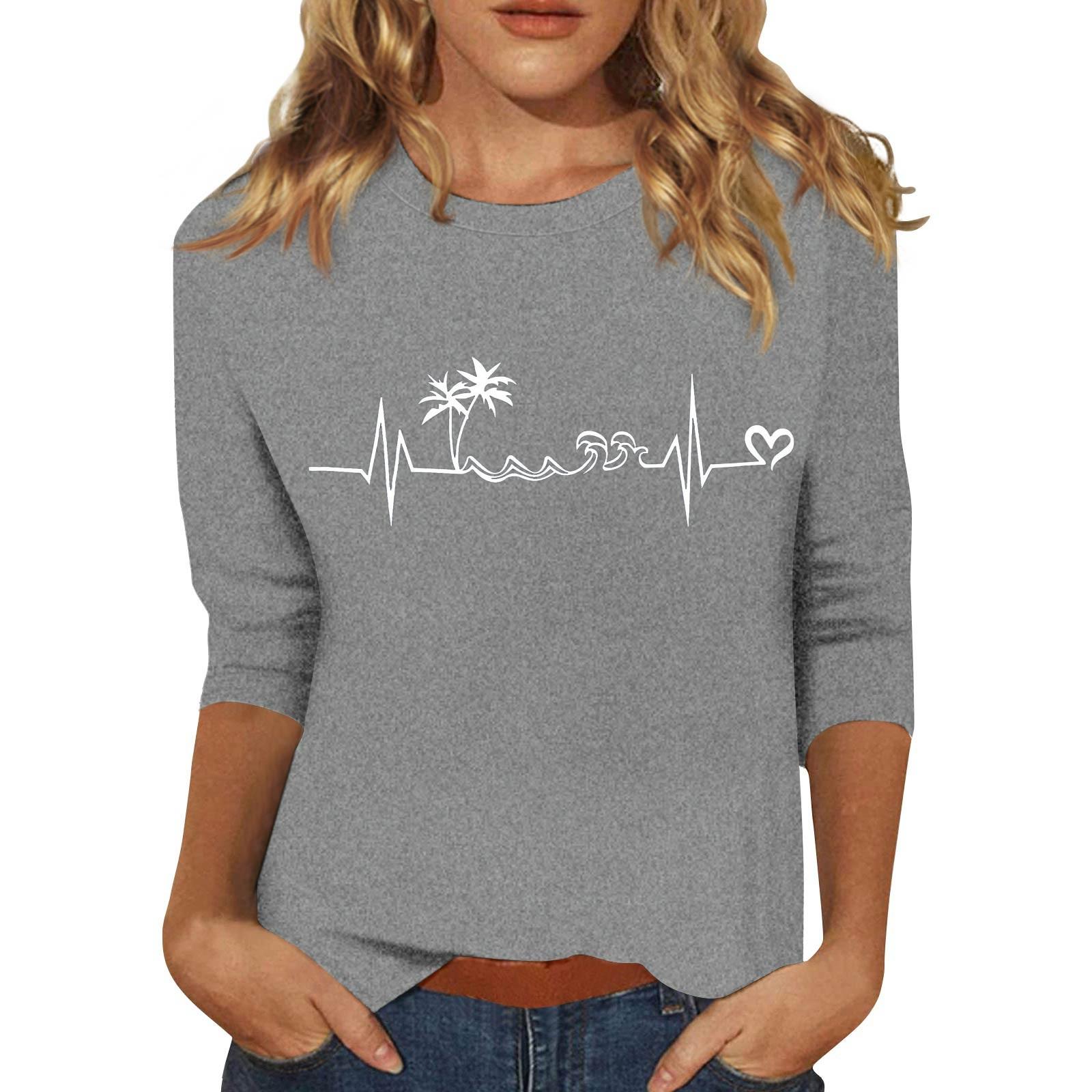 

Женский модный повседневный пуловер с воротником три четверти и принтом L