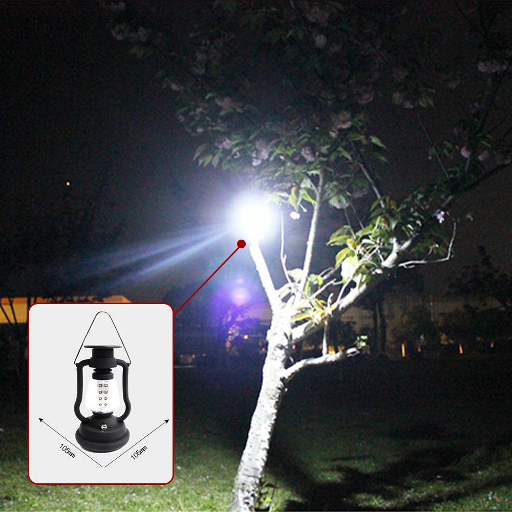 Vintage LED Lantern Camping Light Solar Hand Crank Rechargeable LED Portable Lantern For Tent Fishing Garden Outdoor Emergency