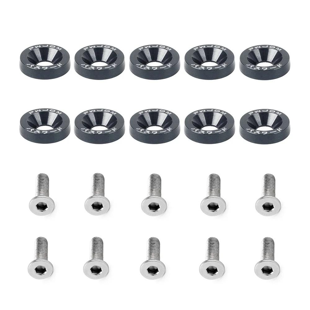 

10PCS Fasteners Fender Washer Bumper Engine Concave Car License Plate M6 Screws for BMW Honda Toyota Universal Car Styling серый