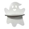 Halloween Wall Decor Wooden Shelf, Ghost Bat Shape Hanging Organizer for Spooky Room Accents Home Decor, Farmhouse Display Rack, Festive Party